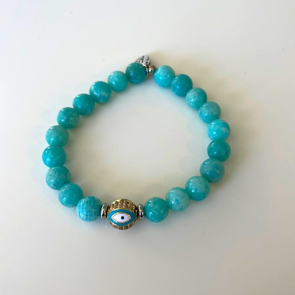 T Jazelle retired: Peruvian Amazonite with evil eye bead